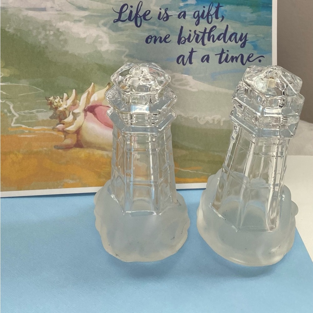 Crystal Lighthouse Salt & Pepper Shakers, Vintage - Picture 5 of 6